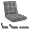 Chaise de sol pliante 15 positions en velours gris anthracite