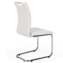 Chaises blanches avec poignée pour salle à manger