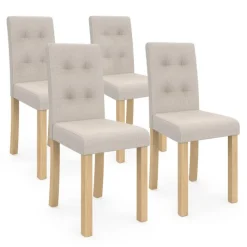 Chaises capitonnées beiges chinées