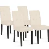 Chaises capitonnées en velours beige pieds noirs : lot de 4