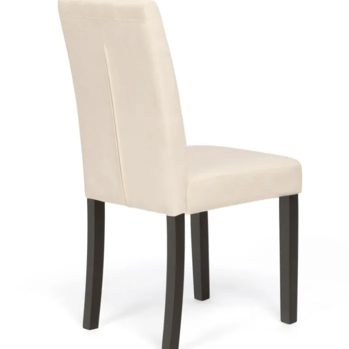 Chaises capitonnées en velours beige pieds noirs : lot de 4
