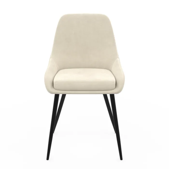 Chaises confortables en velours beige avec accoudoirs