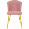 Chaises coquillage rose en velours et pieds dorés