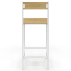 Chaises de bar industrielles métal et bois avec dossier x4