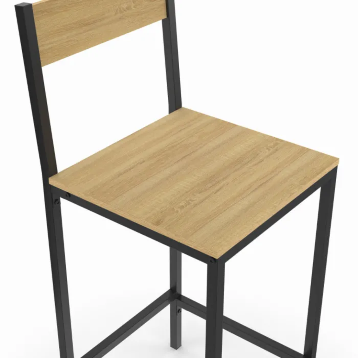 Chaises de bar industrielles métal et bois avec dossier x4