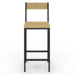Chaises de bar industrielles métal et bois avec dossier x4