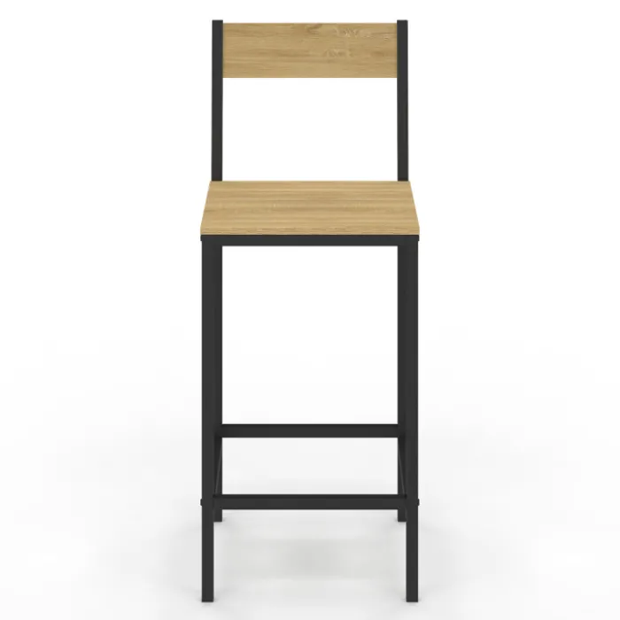 Chaises de bar industrielles métal et bois avec dossier x4
