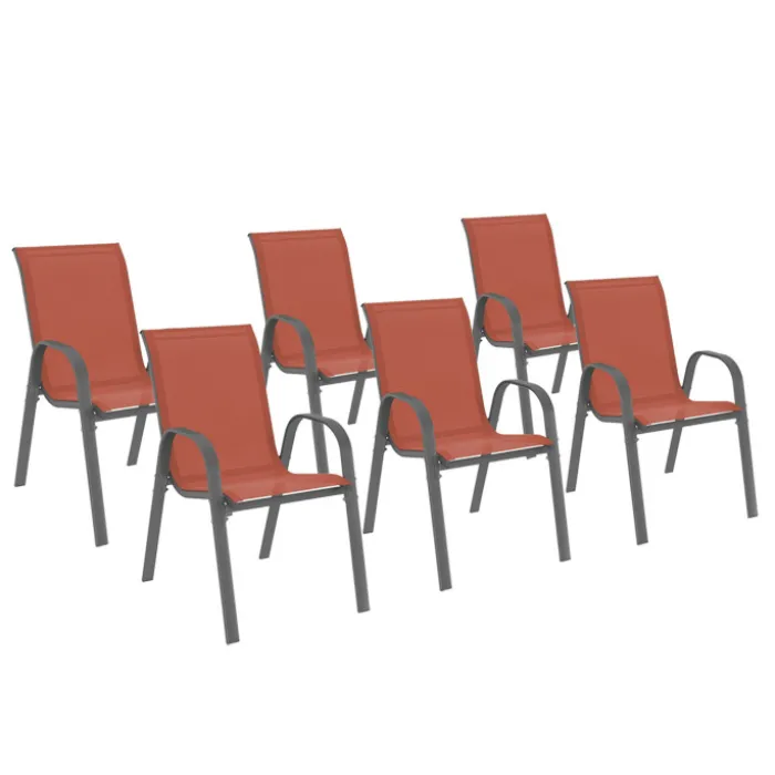 Chaises de jardin empilables terracotta - lot de 6