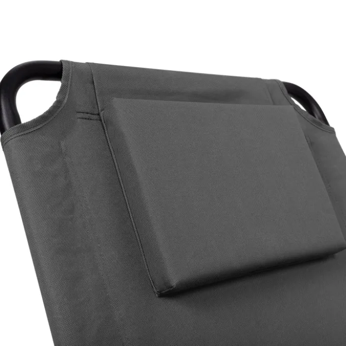 Chaises de plage pliantes gris anthracite avec dossier inclinable