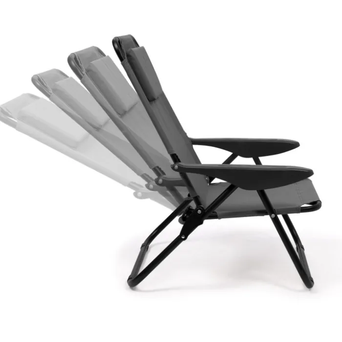 Chaises de plage pliantes gris anthracite avec dossier inclinable