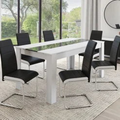 Chaises de salle à manger noires liseré blanc
