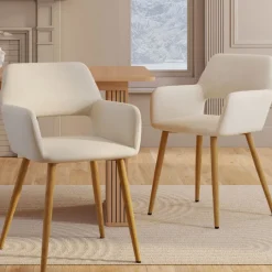 Chaises de salle à manger, fauteuils de table en velours beige