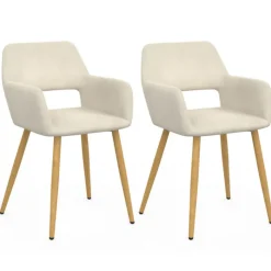 Chaises de salle à manger, fauteuils de table en velours beige