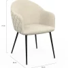 Chaises de salle à manger design en velours gaufré beige