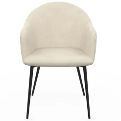 Chaises de salle à manger design en velours gaufré beige