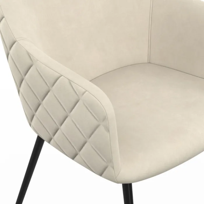 Chaises de salle à manger design en velours gaufré beige