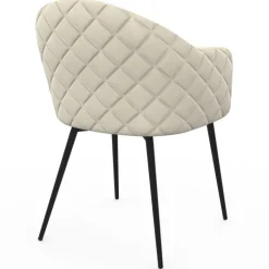 Chaises de salle à manger design en velours gaufré beige