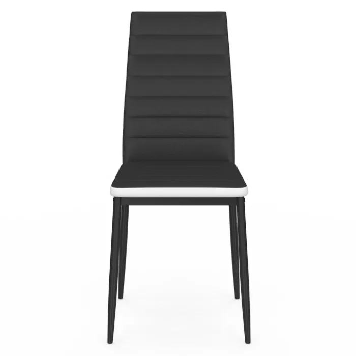 Chaises de salle à manger noires avec bandeau blanc
