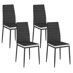 Chaises de salle à manger noires avec bandeau blanc