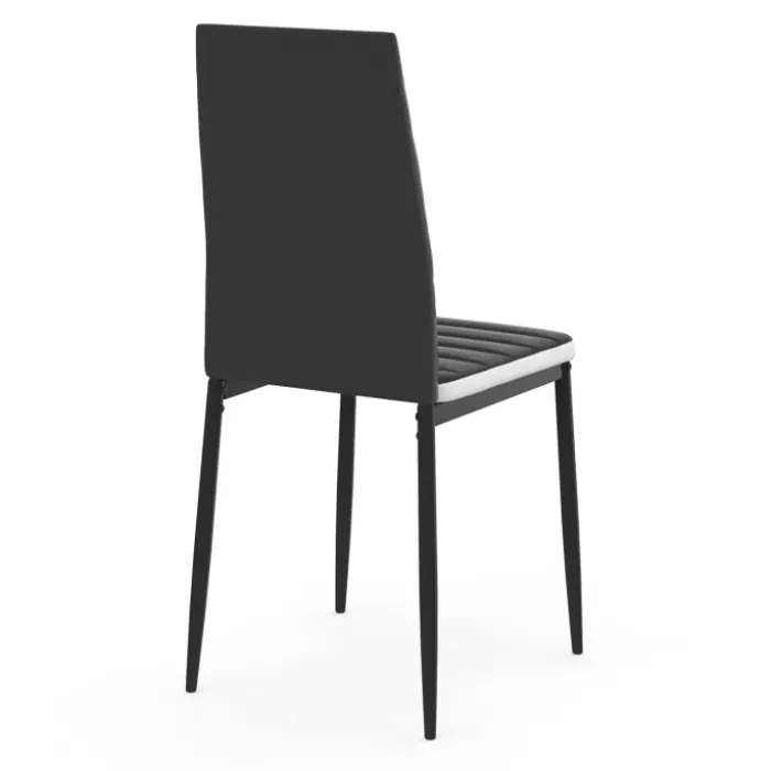 Chaises de salle à manger noires avec bandeau blanc