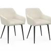 Chaises de salle à manger en velours côtelé beige et pieds en métal