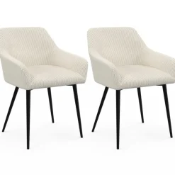 Chaises de salle à manger en velours côtelé beige et pieds en métal