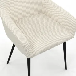 Chaises de salle à manger en velours côtelé beige et pieds en métal