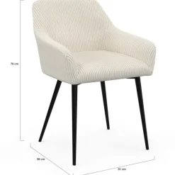 Chaises de salle à manger en velours côtelé beige et pieds en métal