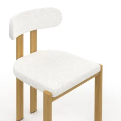 Chaises de salle à manger tissu bouclette et pieds en métal effet bois