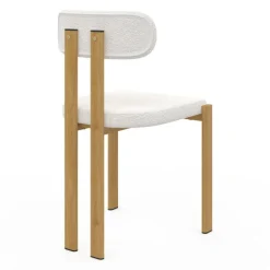 Chaises de salle à manger tissu bouclette et pieds en métal effet bois