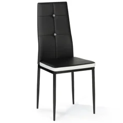 Chaises de salle à manger noires et blanches avec strass
