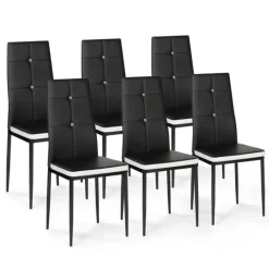 Chaises de salle à manger noires et blanches avec strass