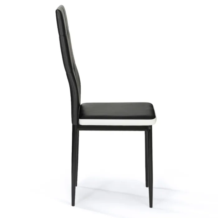Chaises de salle à manger noires et blanches avec strass
