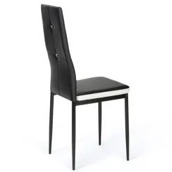 Chaises de salle à manger noires et blanches avec strass