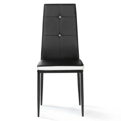 Chaises de salle à manger noires et blanches avec strass