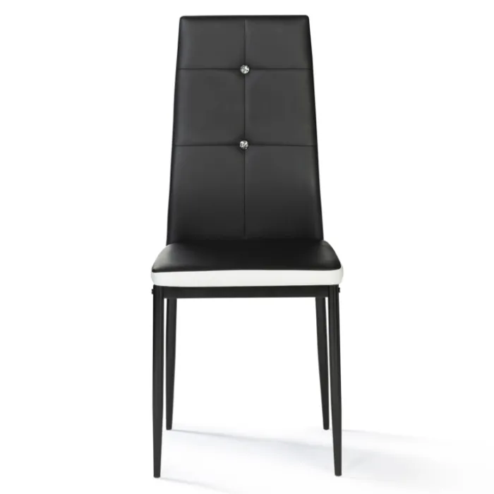 Chaises de salle à manger noires et blanches avec strass