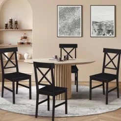 Chaises en bois noir lot de 4