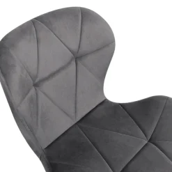 Chaises en velours matelassée bleu, gris foncé, gris clair et jaune