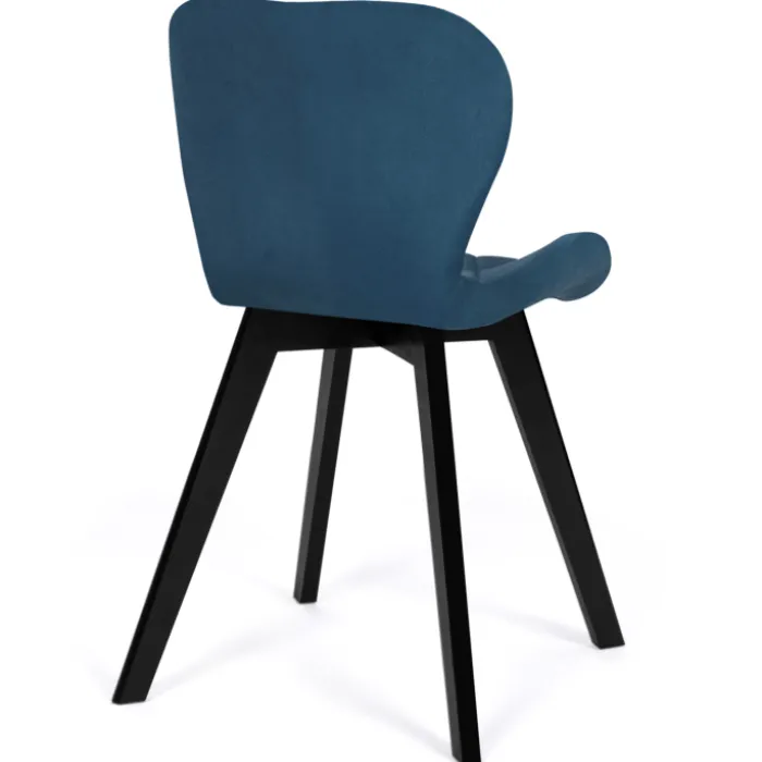 Chaises en velours matelassée bleu, gris foncé, gris clair et jaune