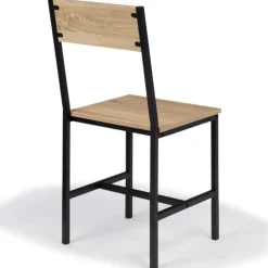 Chaises industrielles bois et métal : lot de 4