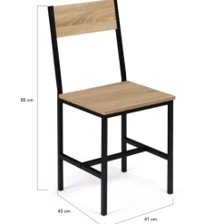 Chaises industrielles en métal noir et bois