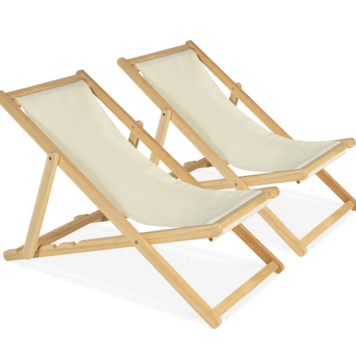 Chaises longues pliables 4 positions écrue