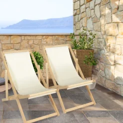Chaises longues pliables 4 positions écrue