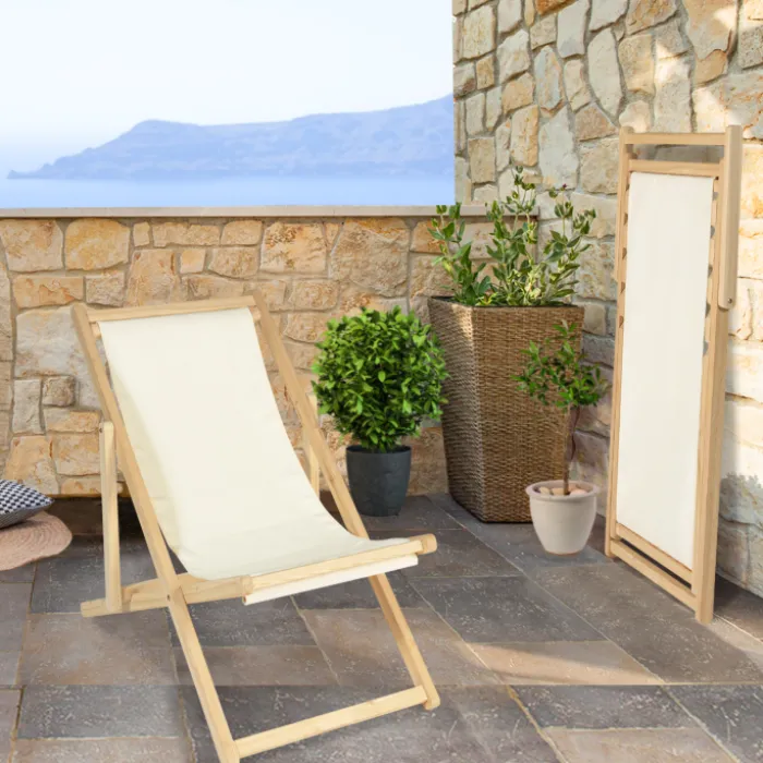 Chaises longues pliables 4 positions écrue