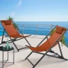 Chaises longues terracotta pliables