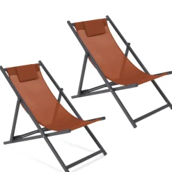 Chaises longues terracotta pliables