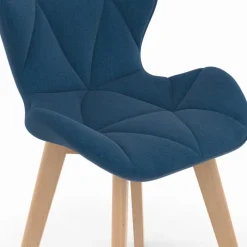 Chaises matelassées pour salle à manger en tissu bleu canard