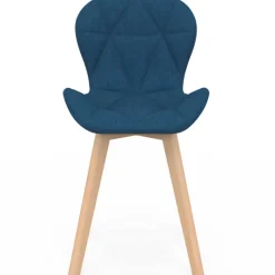 Chaises matelassées pour salle à manger en tissu bleu canard