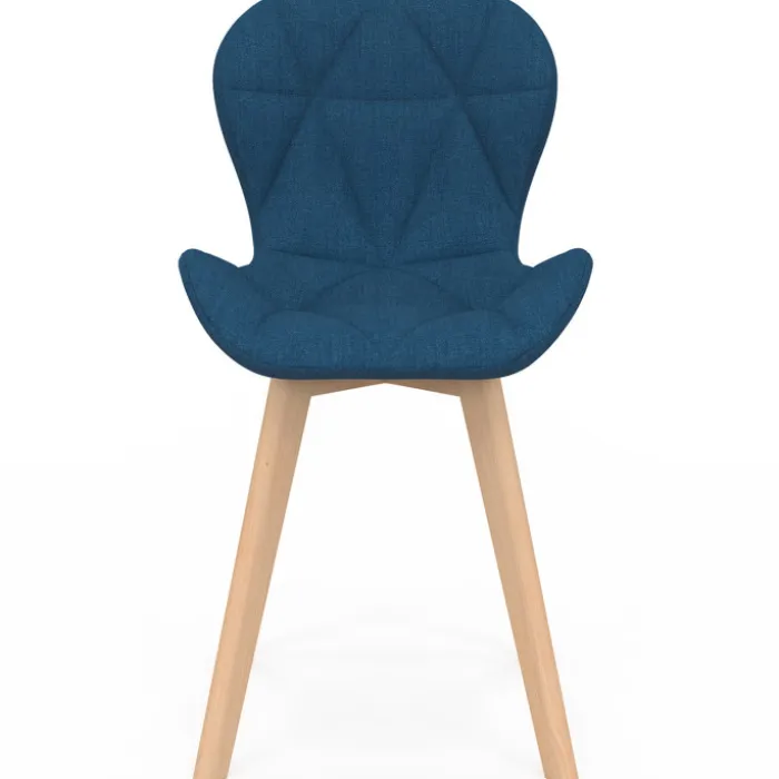 Chaises matelassées pour salle à manger en tissu bleu canard