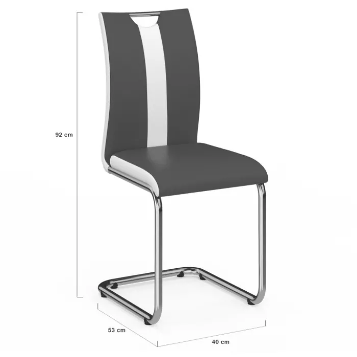 Chaises pieds métal chromé blanches et grises